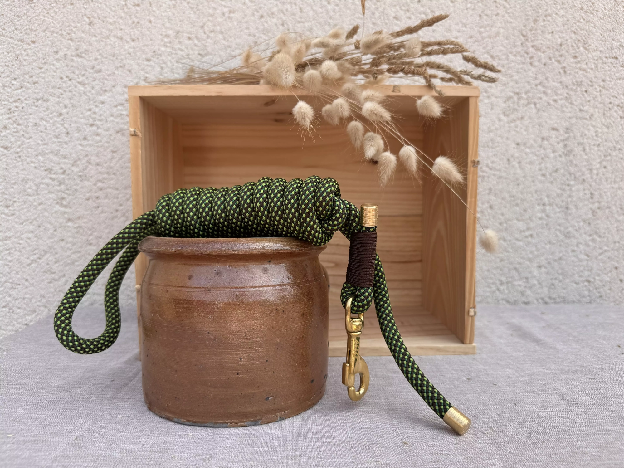 Longe en corde laiss'do it vert et marron